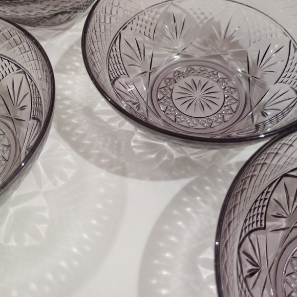 4 Vintage Cristal D'Arques Durand Amethyst Glass 5.5" Bowls Violet Purple Tint - Picture 11 of 13